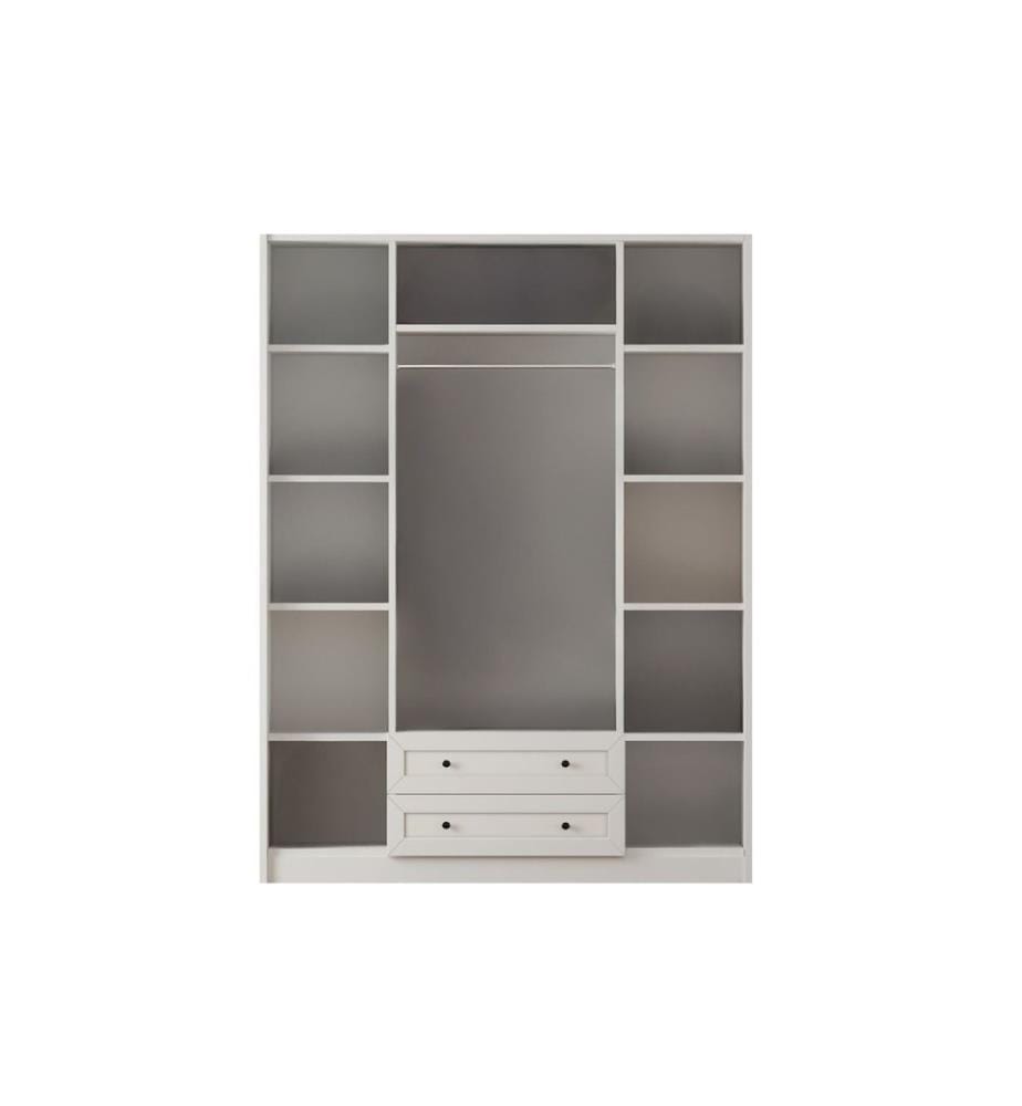 Kleiderschrank, Mattweiss, 100 % melaminbeschichtete Spanplatte der Qualitätsstufe E1