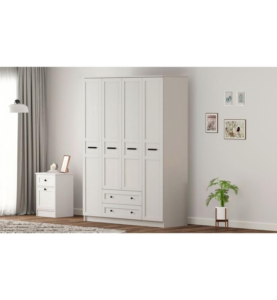 Armoire, blanc mat, 100 % panneau de particules mélaminé de niveau de qualité E1