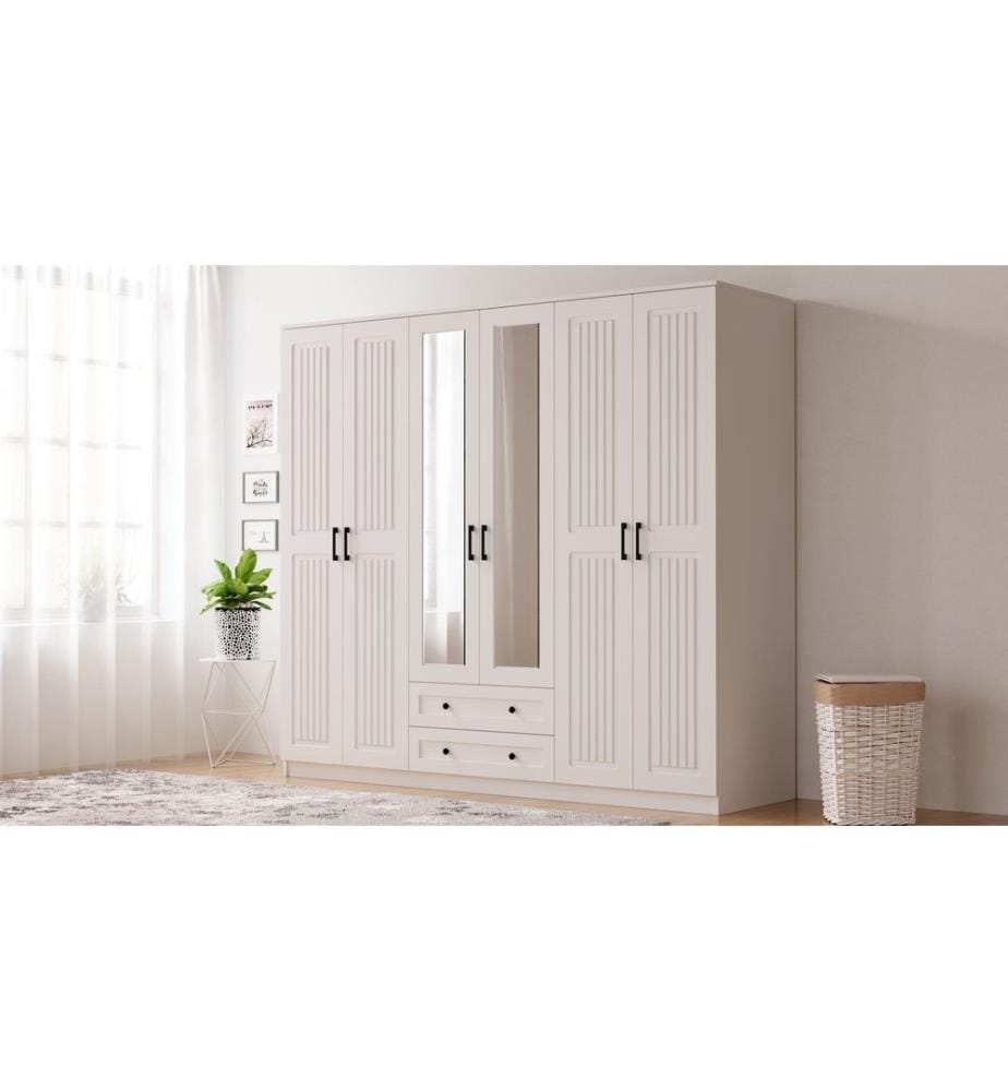 Armoire, blanc mat, 100 % panneau de particules mélaminé de niveau de qualité E1