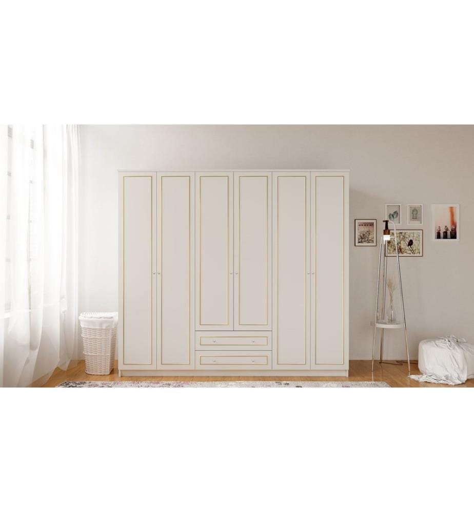 Kleiderschrank, Mattweiss, 100 % melaminbeschichtete Spanplatte der Qualitätsstufe E1