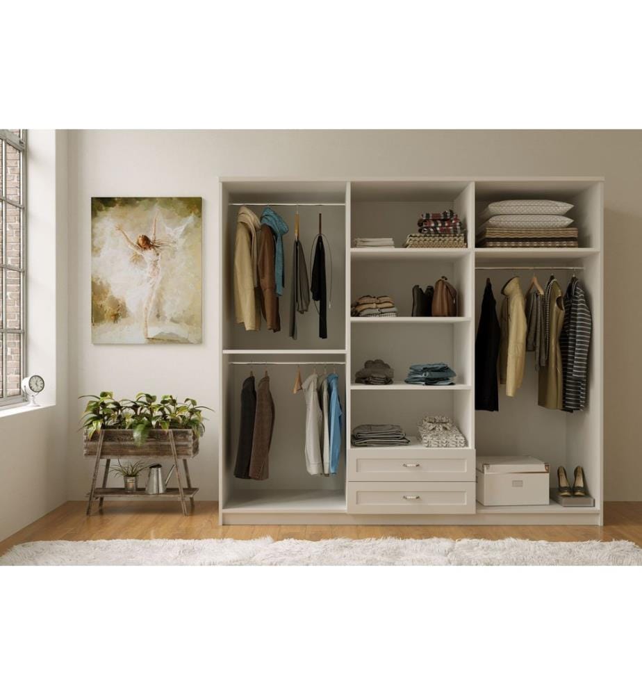 Armoire, blanc mat, 100 % panneau de particules mélaminé de niveau de qualité E1