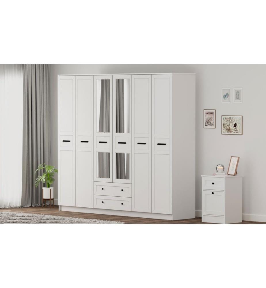 Armoire, blanc mat, 100 % panneau de particules mélaminé de niveau de qualité E1