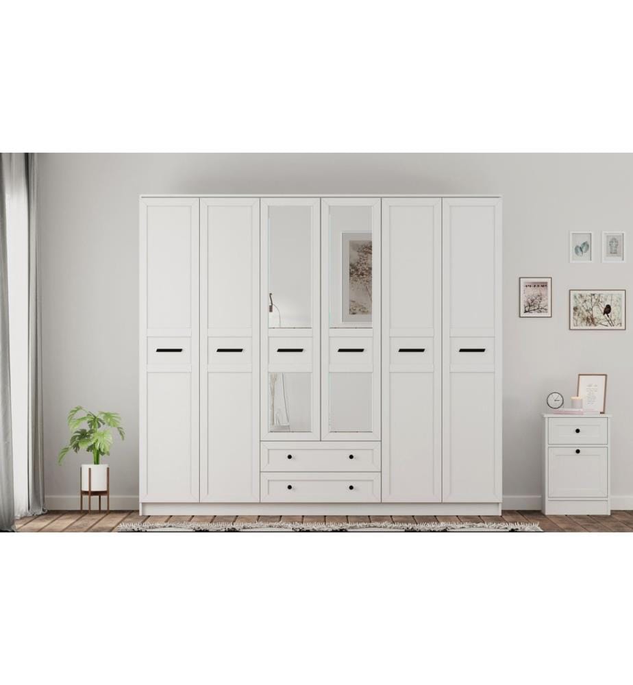 Armoire, blanc mat, 100 % panneau de particules mélaminé de niveau de qualité E1