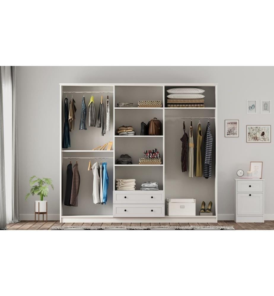 Armoire, blanc mat, 100 % panneau de particules mélaminé de niveau de qualité E1