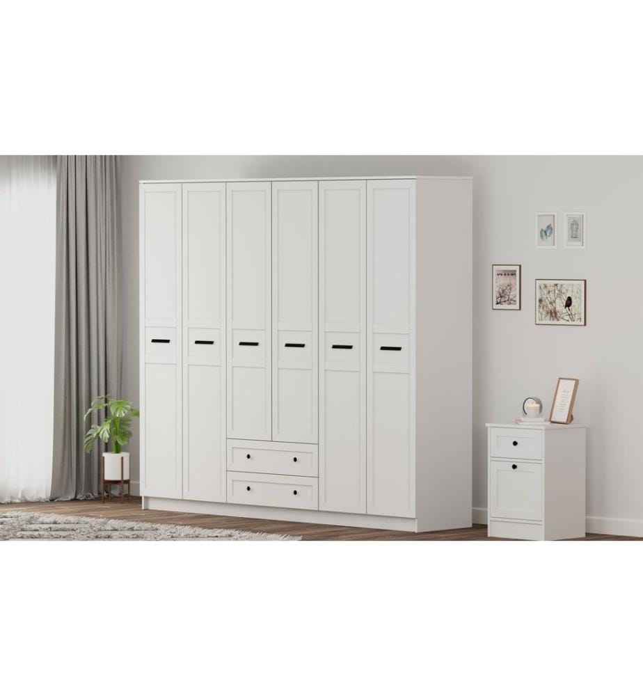 Armoire, blanc mat, 100 % panneau de particules mélaminé de niveau de qualité E1