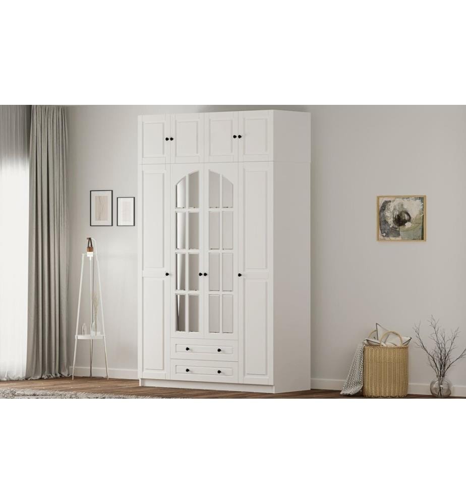 Armoire, blanc mat, 100 % panneau de particules mélaminé de niveau de qualité E1