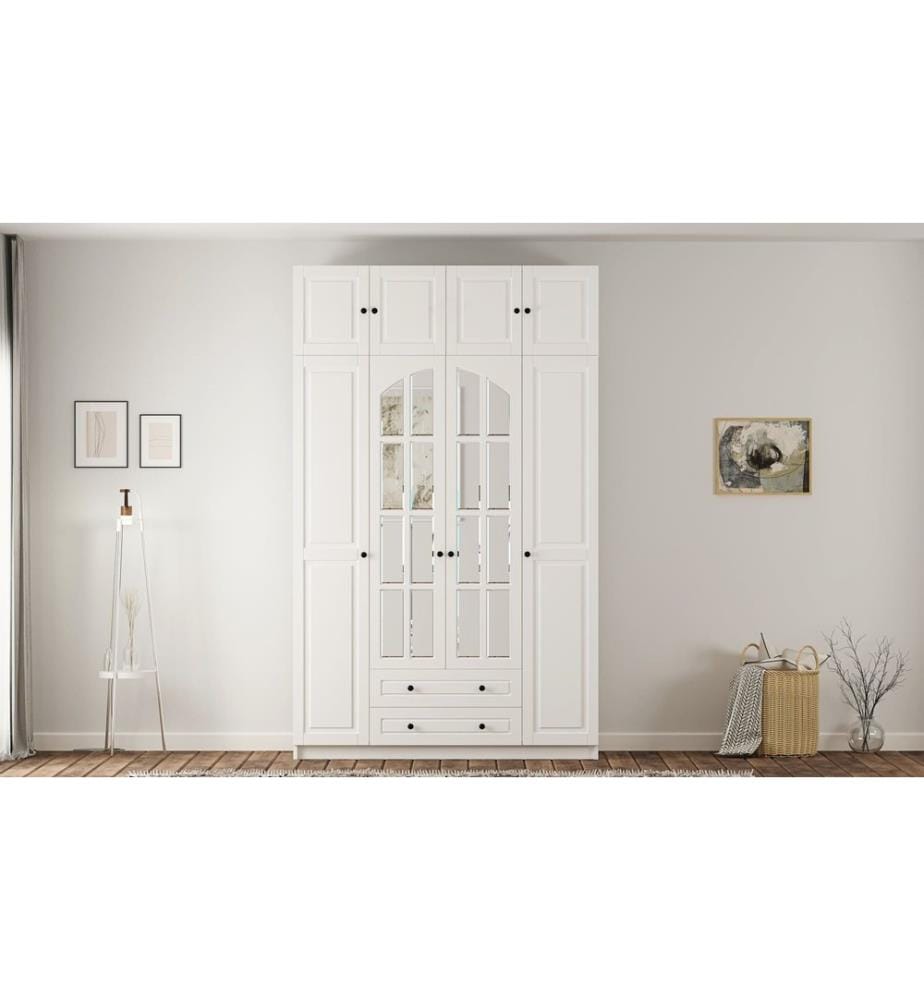 Armoire, blanc mat, 100 % panneau de particules mélaminé de niveau de qualité E1