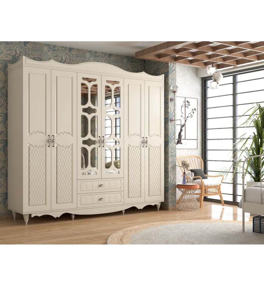 Kleiderschrank, Mattweiss, 100 % melaminbeschichtete Spanplatte der Qualitätsstufe E1