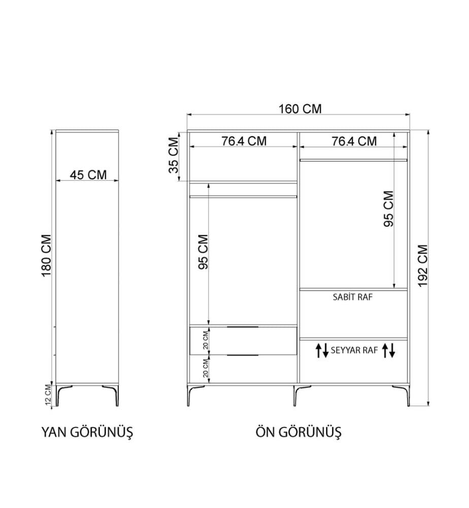 Armoire, chêne, blanc, 100 % panneau de particules mélaminé