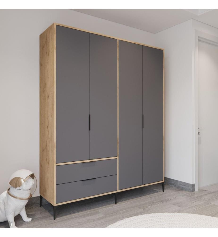 Armoire, chêne, anthracite, 100 % panneau de particules mélaminé
