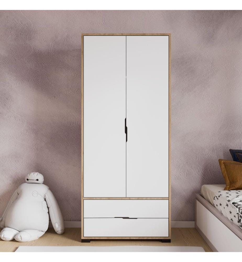 Armoire, chêne, blanc, 100 % panneau de particules mélaminé