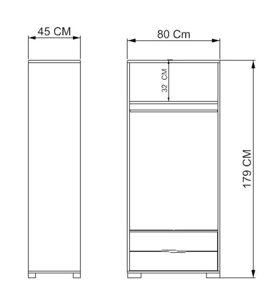 Armoire, chêne, anthracite, 100 % panneau de particules mélaminé
