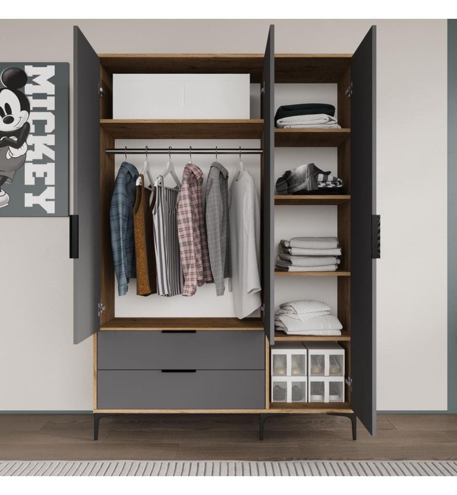 Armoire, chêne, anthracite, 100 % panneau de particules mélaminé