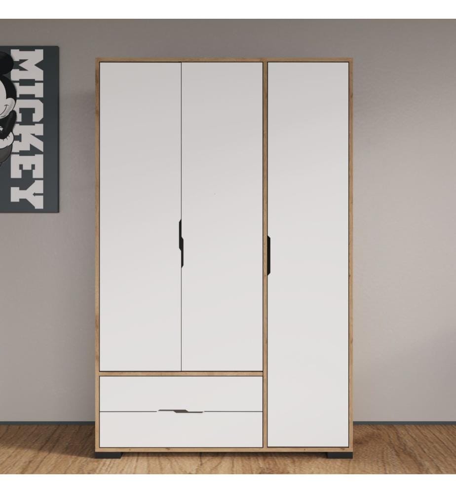 Armoire, chêne, blanc, 100 % panneau de particules mélaminé