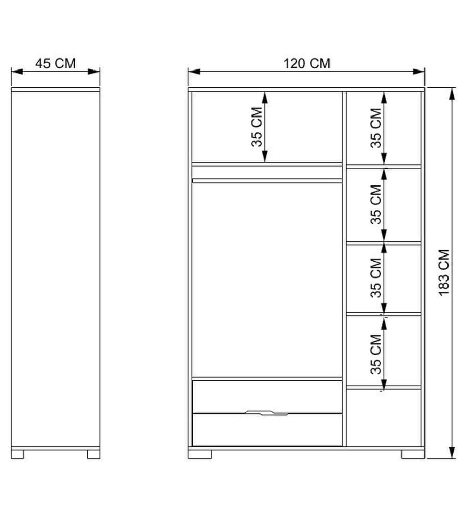 Armoire, chêne, anthracite, 100 % panneau de particules mélaminé