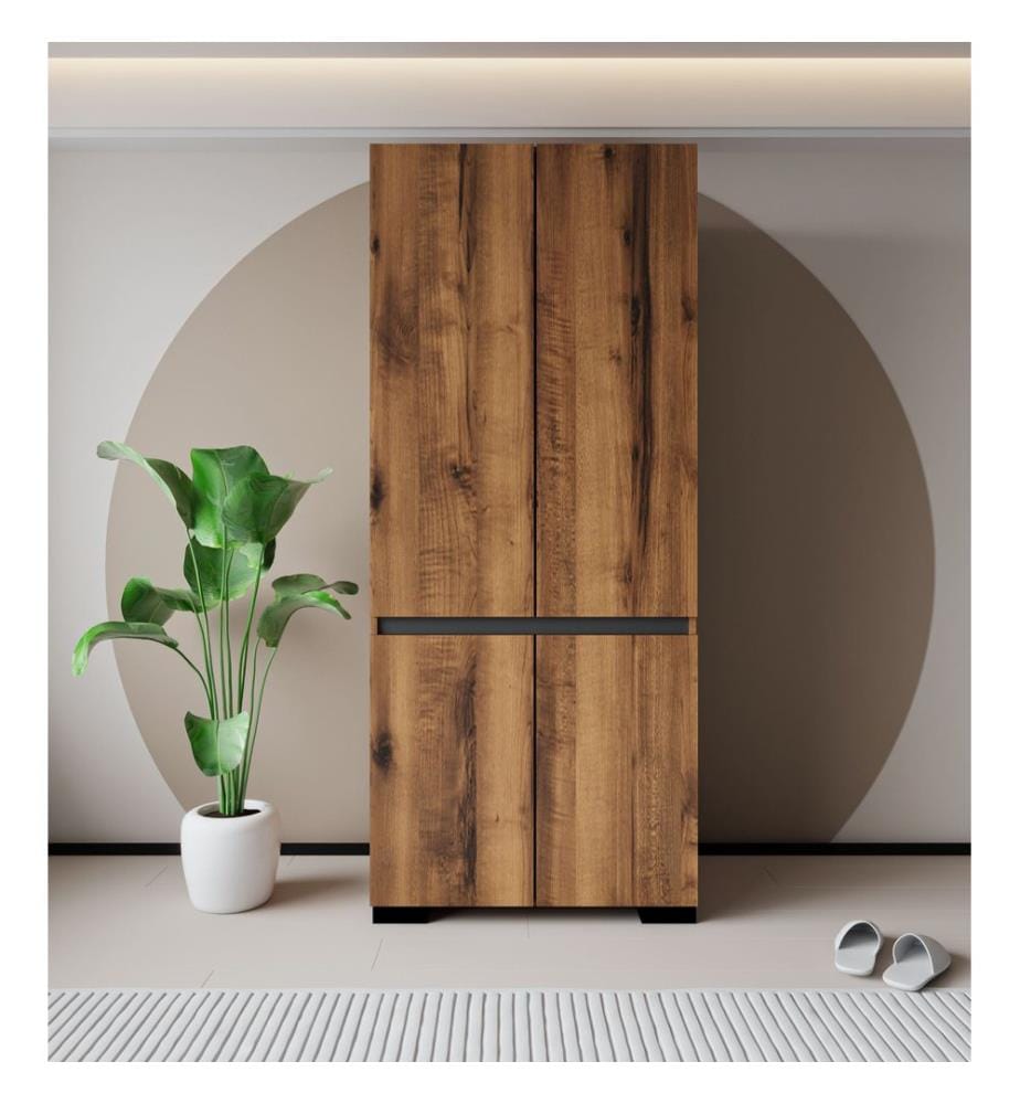 Armoire, noyer, anthracite, 100 % panneau de particules mélaminé