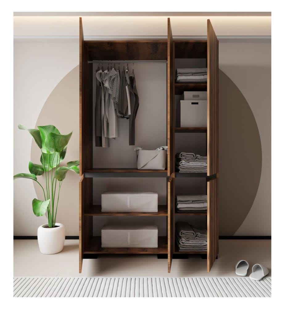 Armoire, noyer, anthracite, 100 % panneau de particules mélaminé