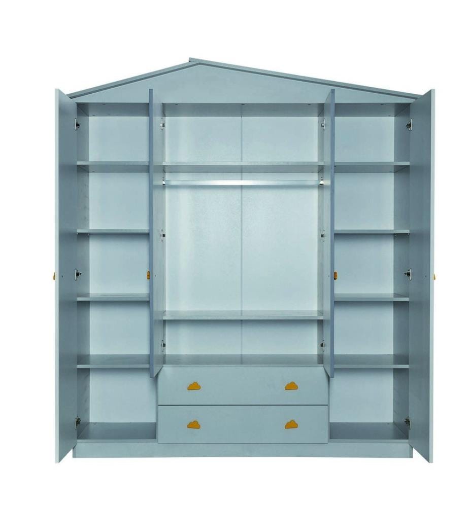 Armoire 4 portes, gris, 100 % panneau de particules mélaminé