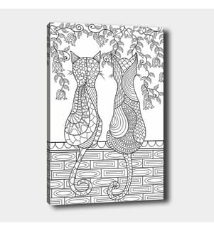 Peinture décorative sur toile, blanche, noire, 100% toile, cadre en bois