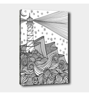 Peinture décorative sur toile, blanche, noire, 100% toile, cadre en bois