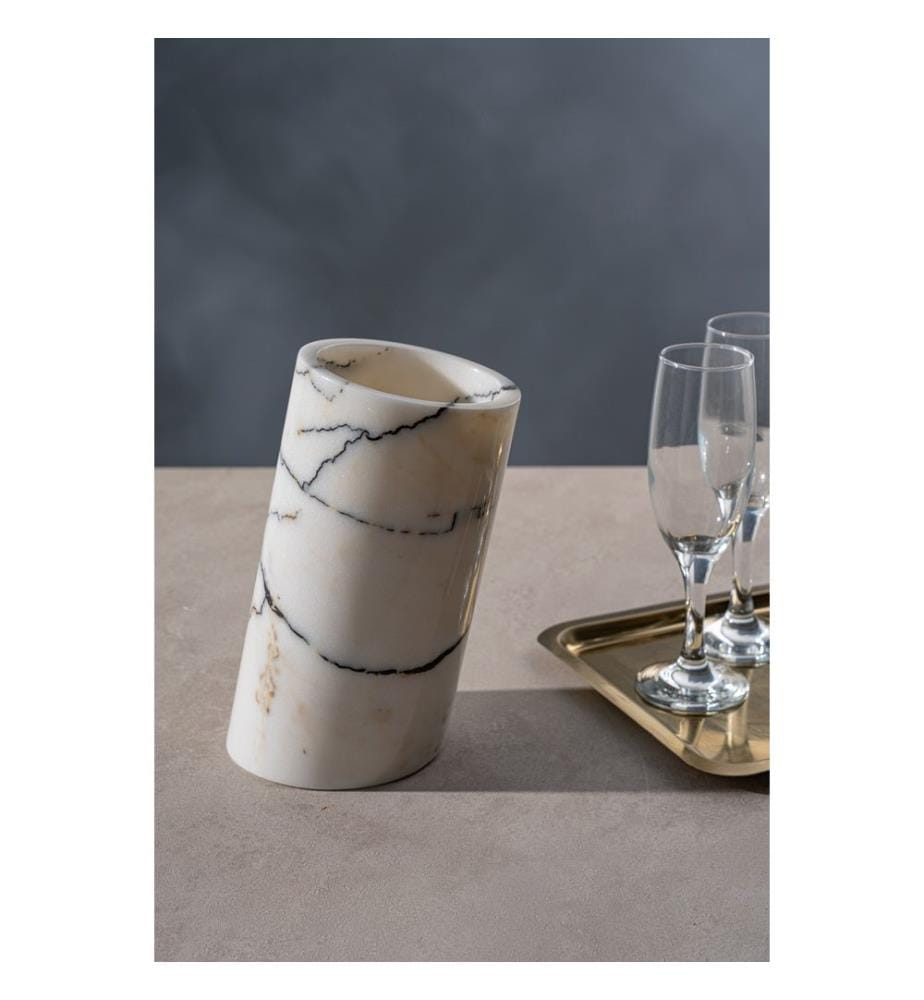 Marble Wine Bottle Holder, White, 100% SICILY LILA MARBLE