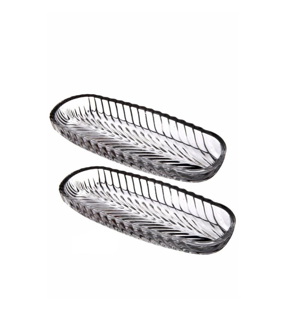 Set di vassoi, 2 pezzi, trasparente, 100% VETRO