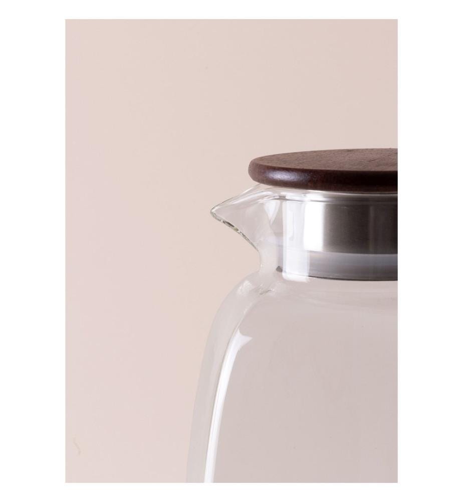Flasche, transparent, 100 % GLAS, Bambusdeckel