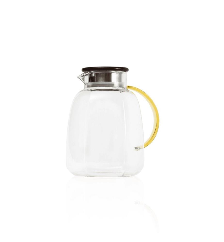 Flasche, transparent, 100 % GLAS, Bambusdeckel