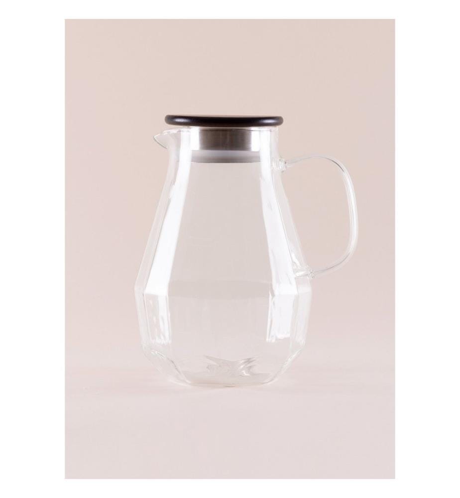 Flasche, transparent, 100 % GLAS, Bambusdeckel
