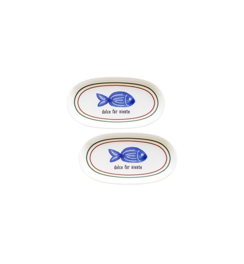 Platter Set, 2 Pieces, Blue, 100% CERAMIC