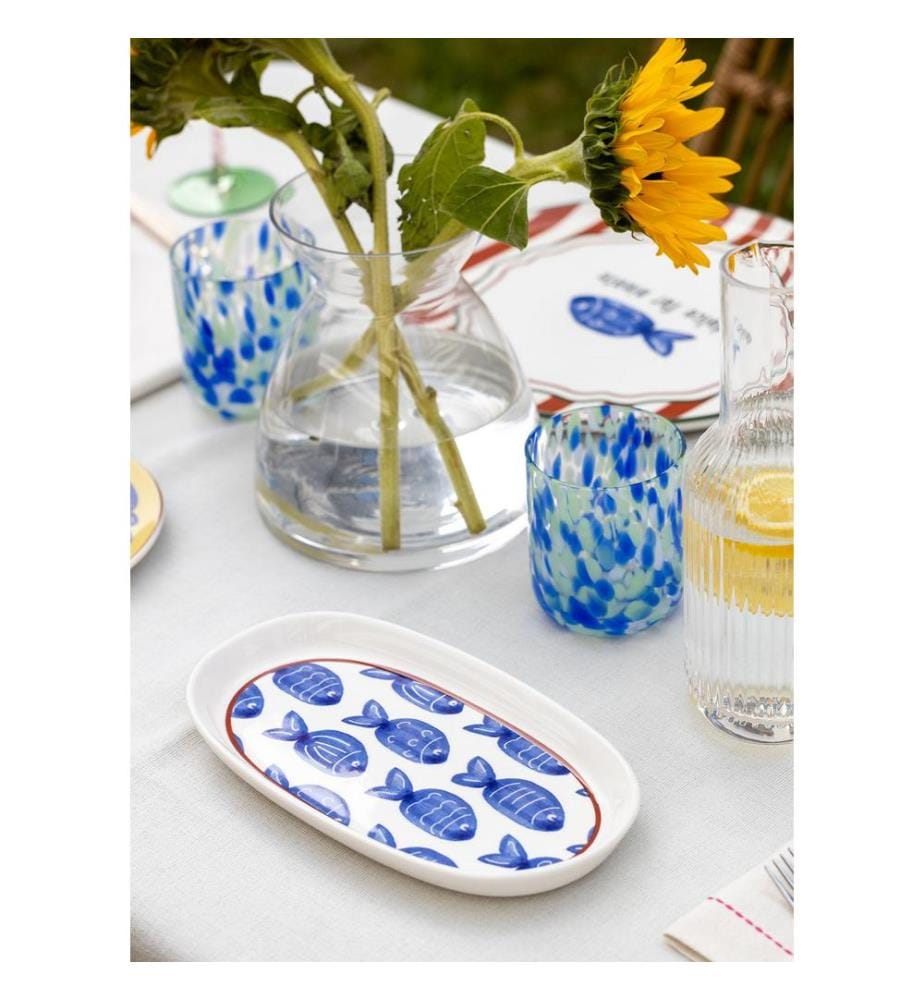 Platter Set, 2 Pieces, Blue, 100% CERAMIC