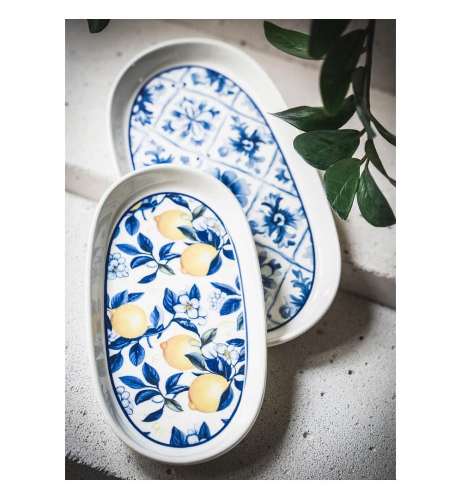 Platter Set, 2 Pieces, Yellow, 100% CERAMIC