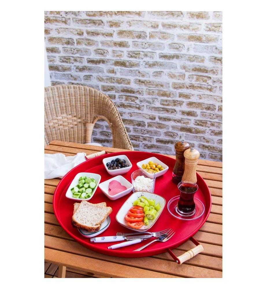 Tablett-Set, 4-teilig, rot, 100 % METALL