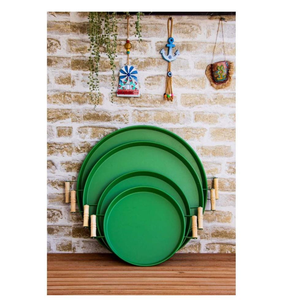 Tablett-Set, 4-teilig, grün, 100 % METALL