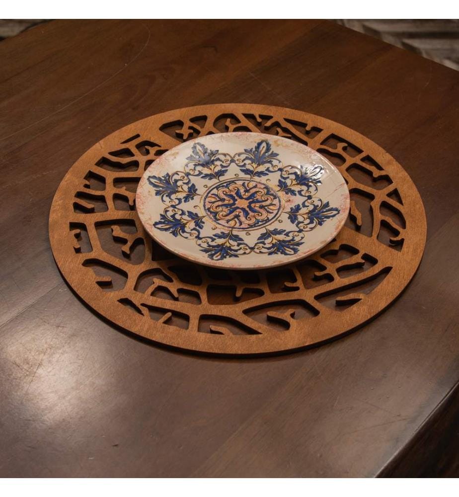 Table Mat Set, 4 Pieces, Walnut, 100% Wooden, Handmade