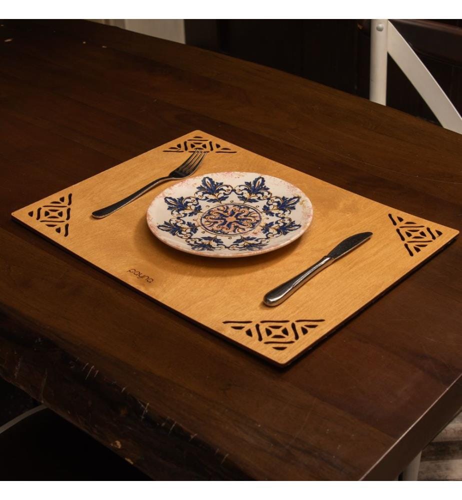 Table Mat Set, 4 Pieces, Honey, 100% Wooden, Handmade