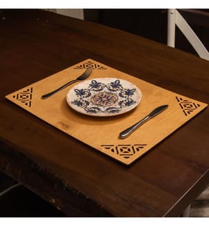 Set de tapis de table, 4 pièces, Miel, 100% bois, fait à la main