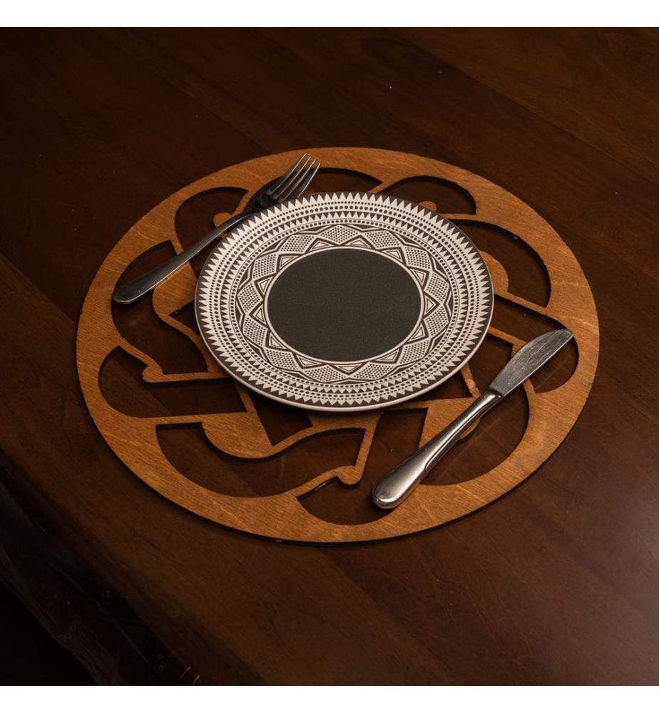 Table Mat Set, 4 Pieces, Walnut, 100% Wooden, Handmade