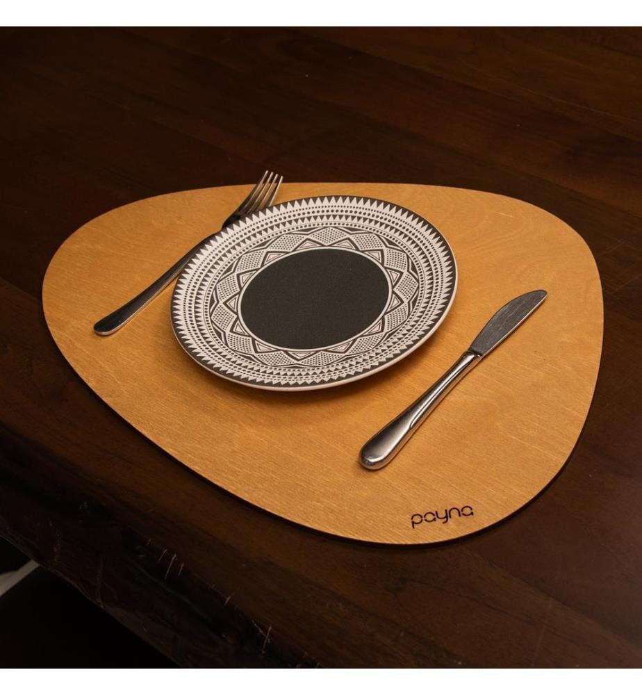 Table Mat Set, 4 Pieces, Honey, 100% Wooden, Handmade