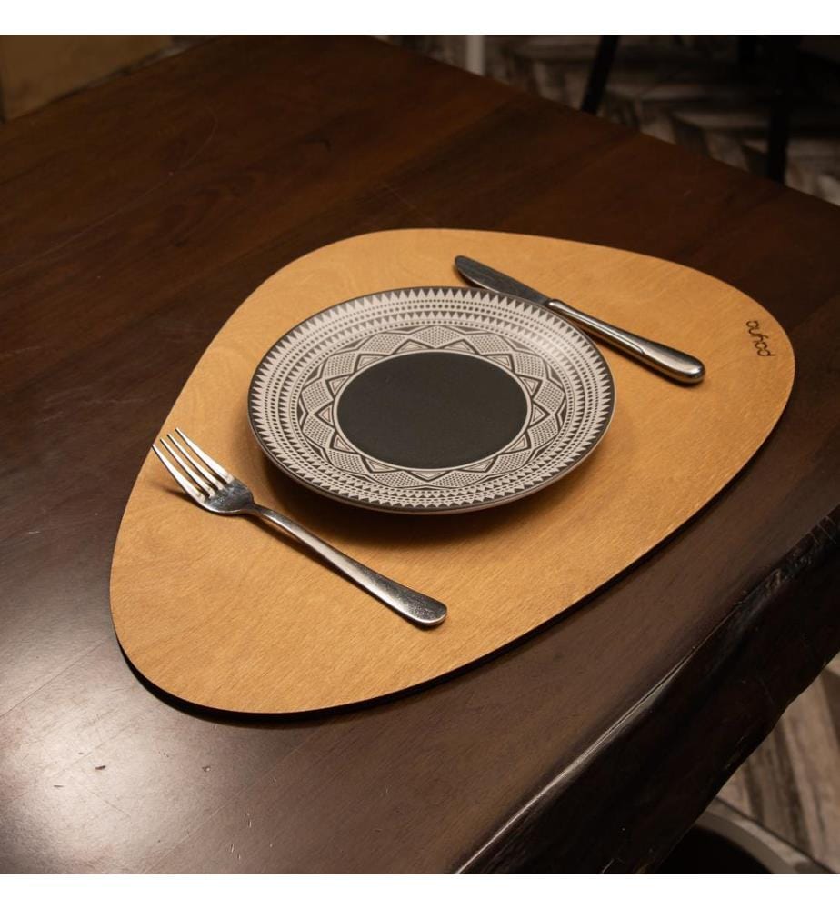 Table Mat Set, 4 Pieces, Honey, 100% Wooden, Handmade