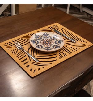 Table Mat Set, 4 Pieces, Honey, 100% Wooden, Handmade