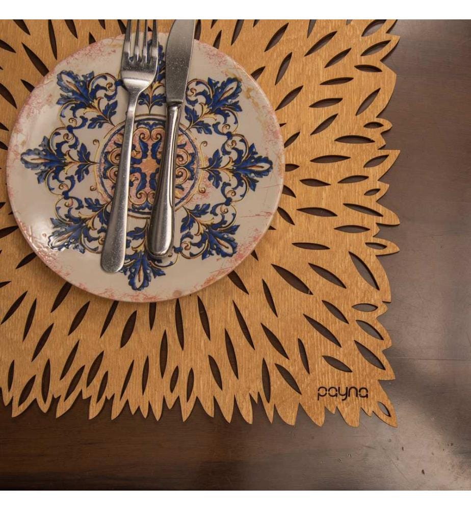 Table Mat Set, 4 Pieces, Honey, 100% Wooden, Handmade