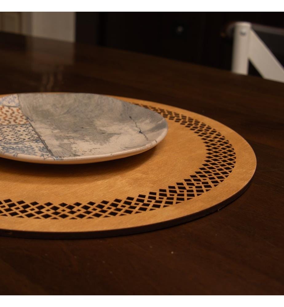 Table Mat Set, 4 Pieces, Honey, 100% Wooden, Handmade
