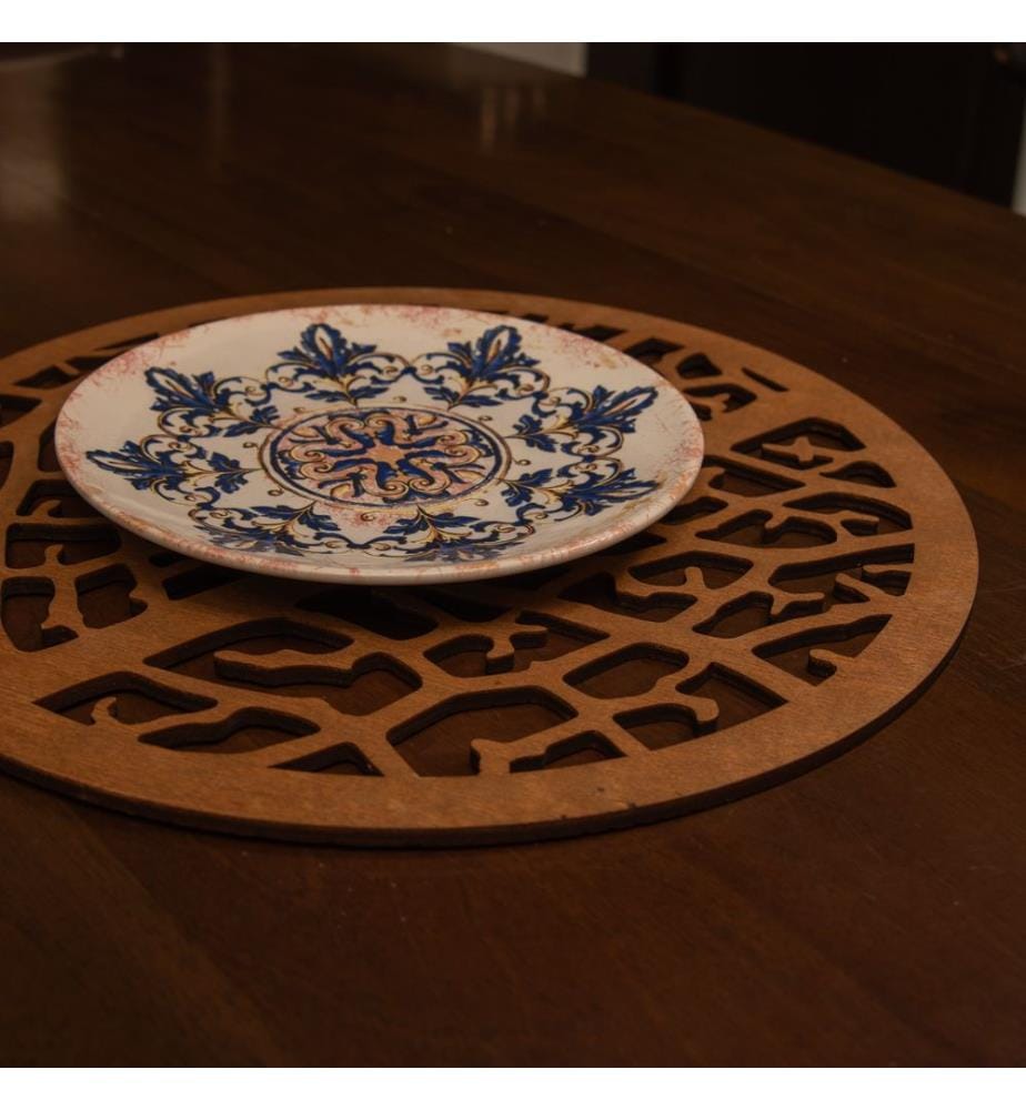 Table Mat Set, 6 Pieces, Walnut, 100% Wooden, Handmade