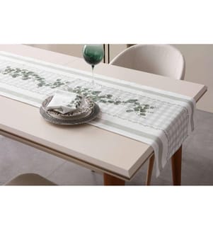 Runner, Green,White, Fabric: 100% COTTON
