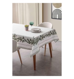 Tablecloth, Green,White, Fabric: 100% COTTON