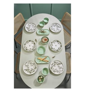 Service à petit-déjeuner, 14 pièces, vert foncé, 100 % céramique