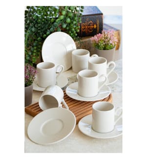 Set di tazzine da caffè, 12 pezzi, bianco, platino, 100% porcellana