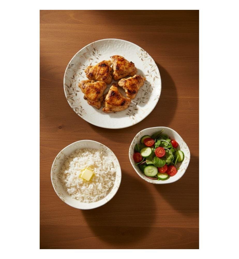 Service de table 24 pièces, blanc, marron, vison, 100 % porcelaine