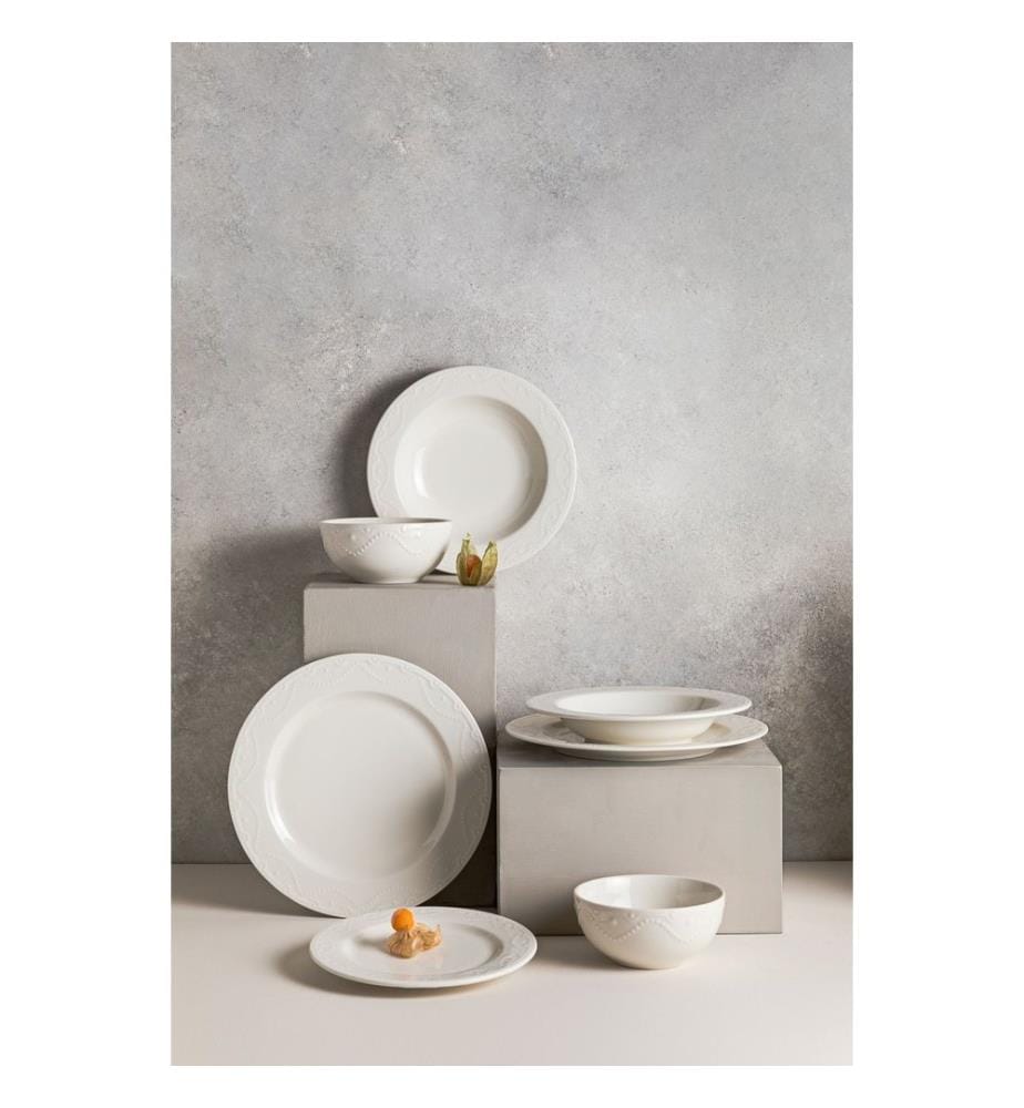 Service de table 24 pièces, blanc, 100 % porcelaine